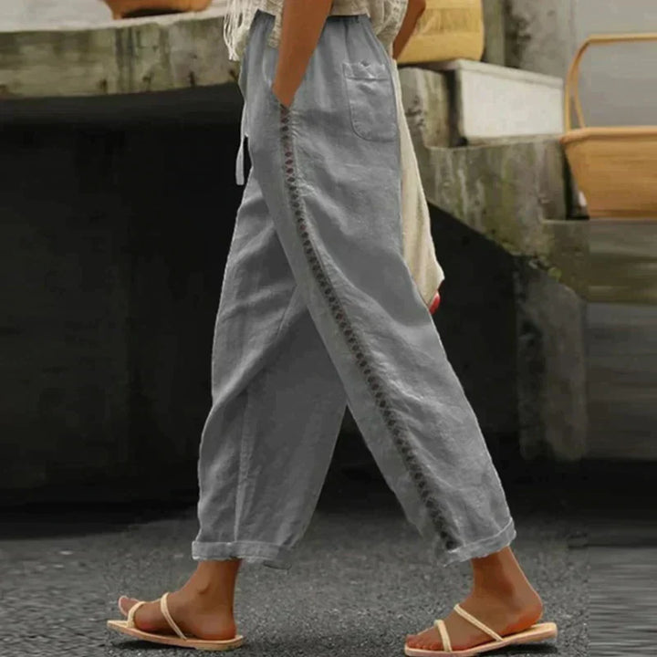Abby | Women's Pants High Waist Tapered Leg Side Stripe