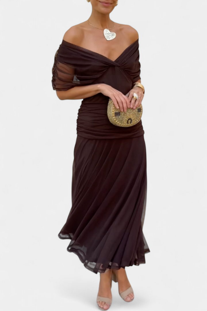Florendra | Long Floral V Neck Dress