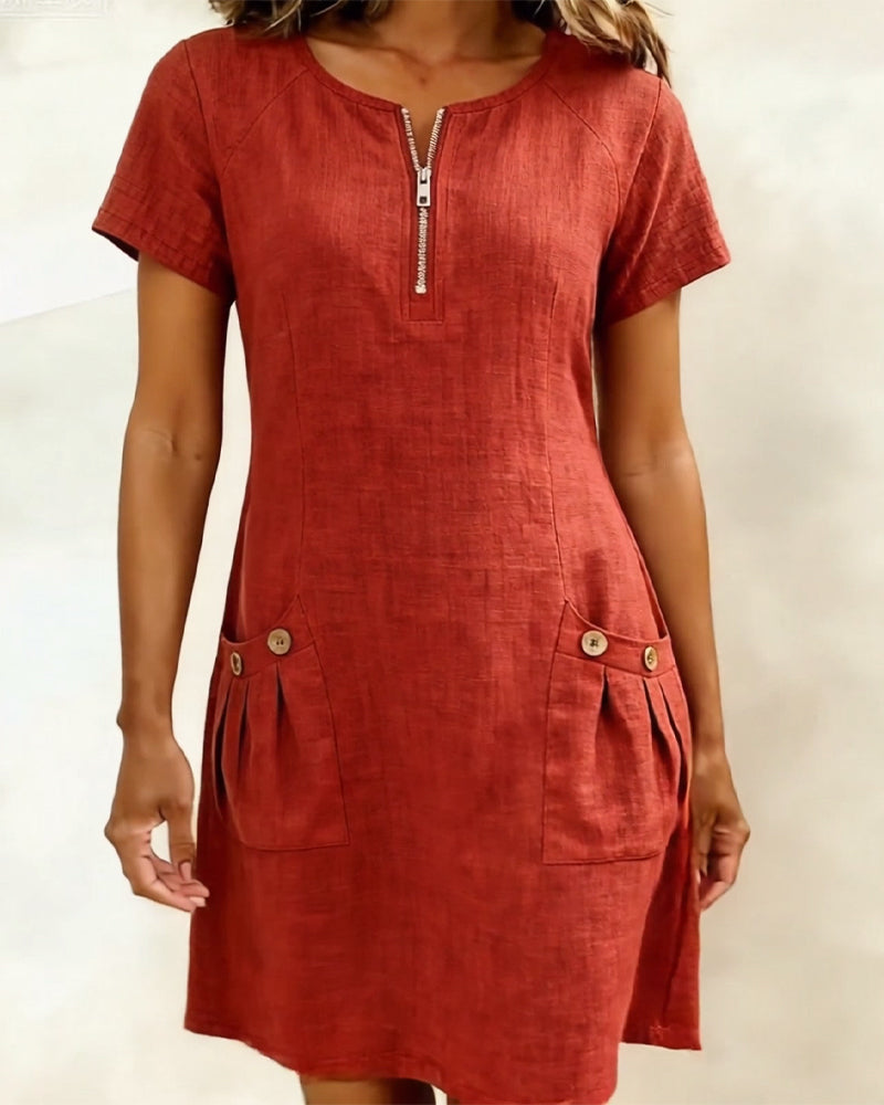 Sophie™ Cotton Zip Pocket Dress