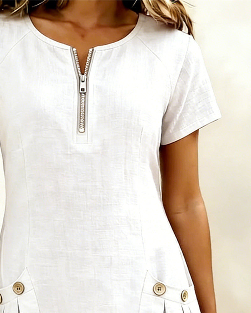 Sophie™ Cotton Zip Pocket Dress
