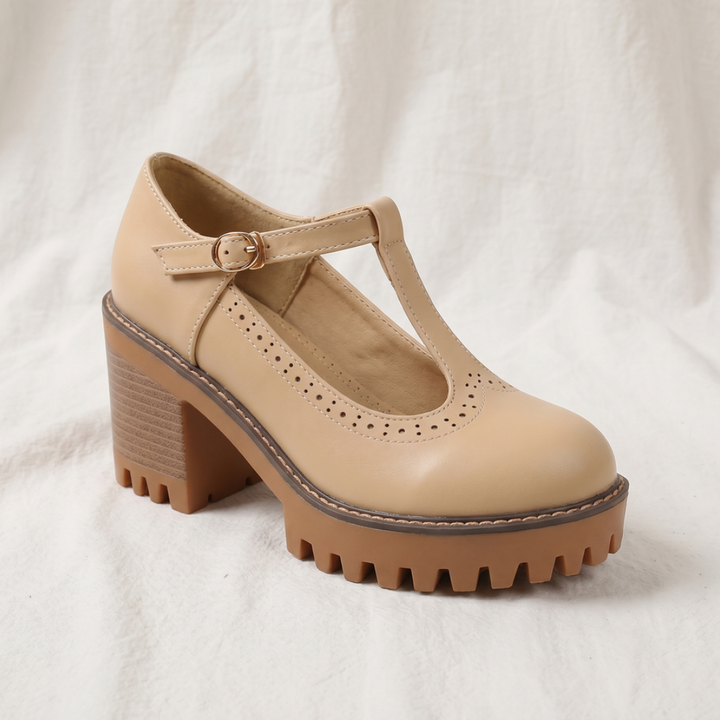 Jasmine Chunky T-Strap Mary Jane Heels