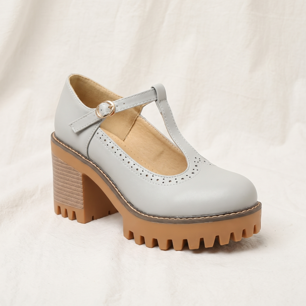 Jasmine Chunky T-Strap Mary Jane Heels