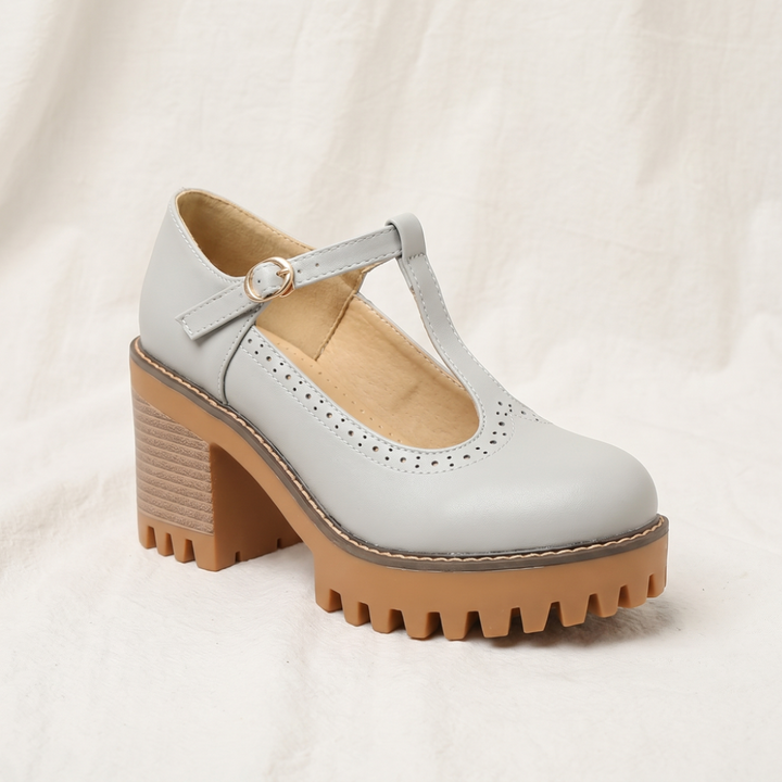 Jasmine Chunky T-Strap Mary Jane Heels