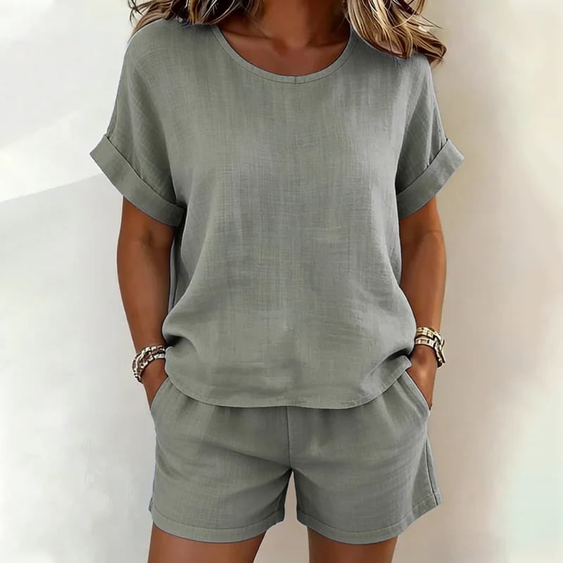 Women's Short Sleeve Top & Shorts 2-Piece Set