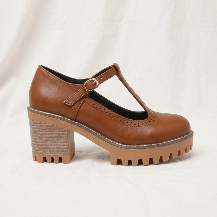 Jasmine Chunky T-Strap Mary Jane Heels