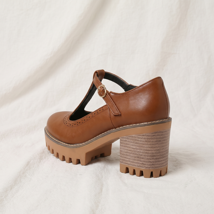 Jasmine Chunky T-Strap Mary Jane Heels