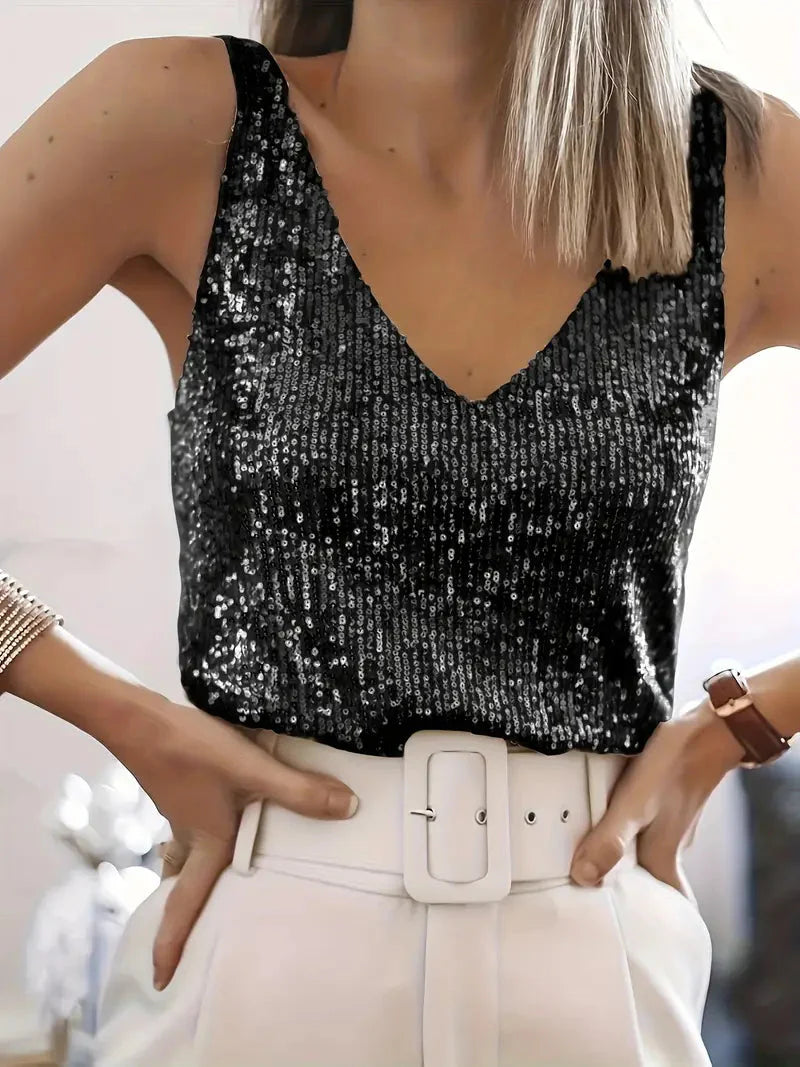 Brit & Boho™ I Anna Sequined V Neck Tank Top Brit & Boho | Fashion & Boutique