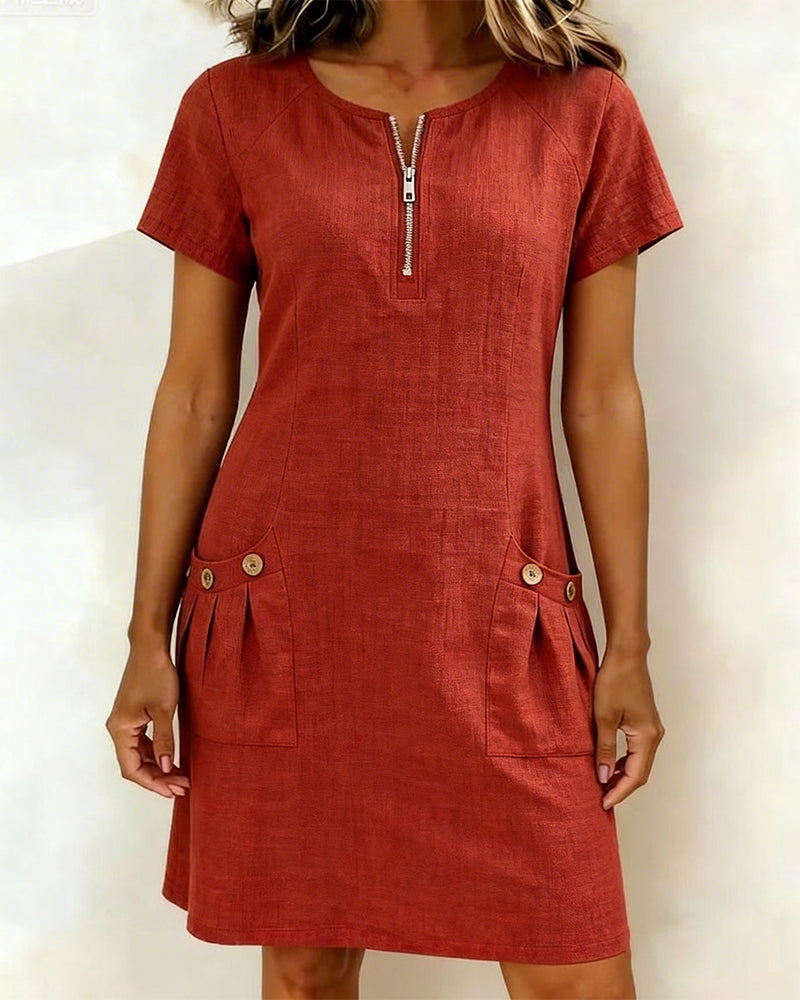 Sophie™ Cotton Zip Pocket Dress