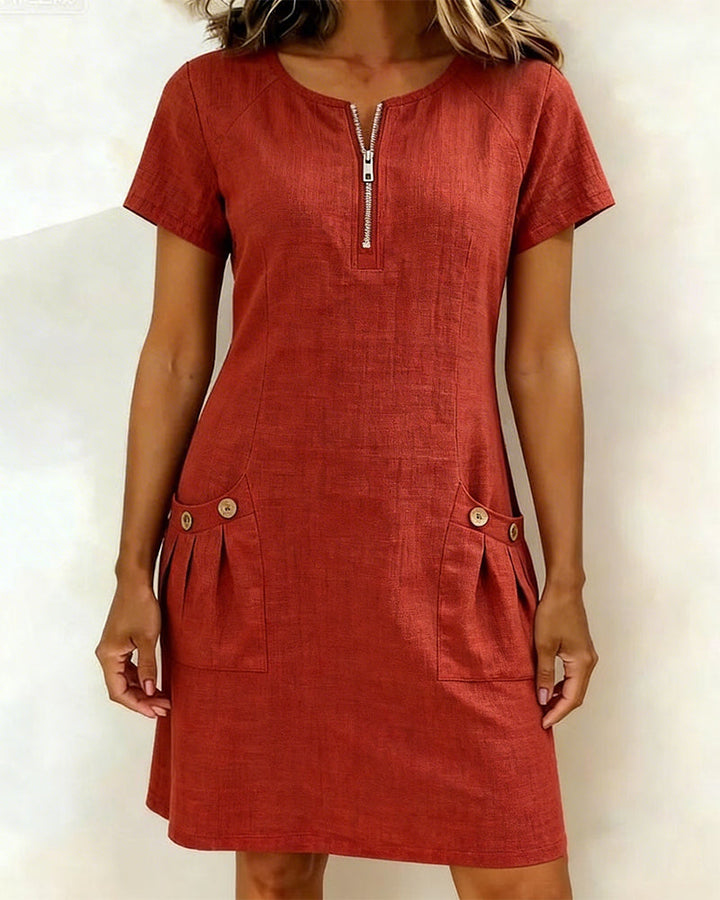 Sophie™ Cotton Zip Pocket Dress