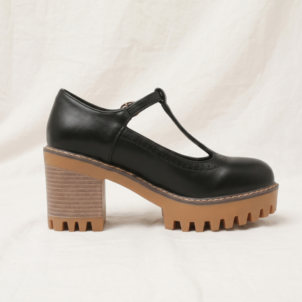 Jasmine Chunky T-Strap Mary Jane Heels