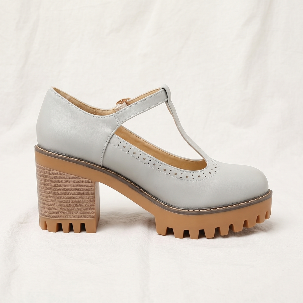 Jasmine Chunky T-Strap Mary Jane Heels