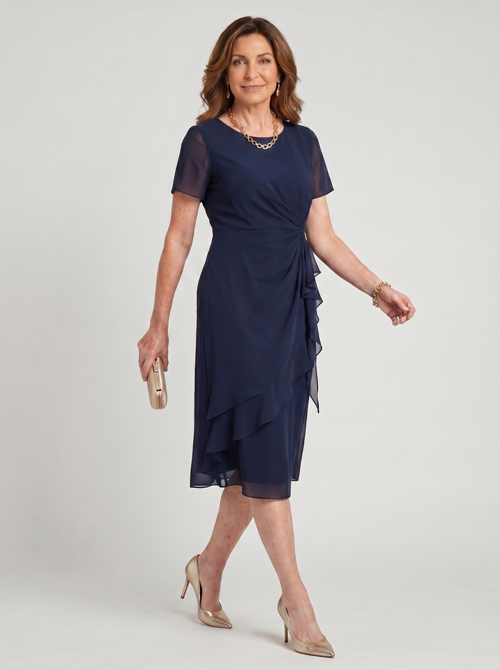 Sara - Elegant Chiffon Draped Dress