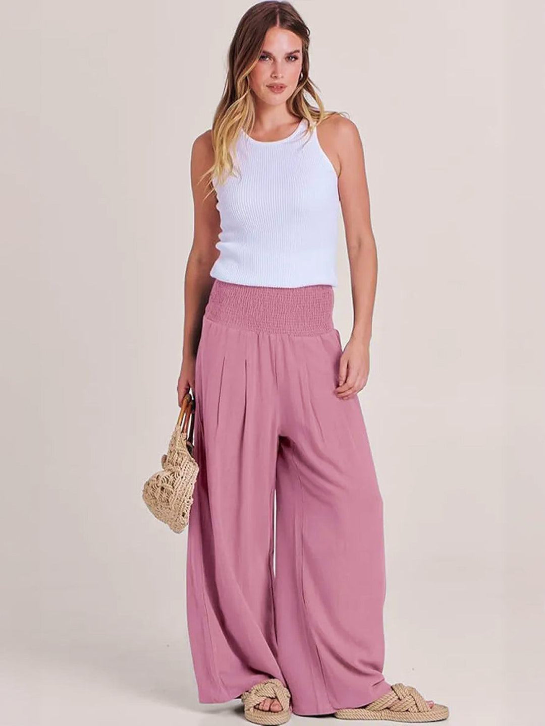 Dune | Women's High Waist Wide Leg Pants Smocked Waistband