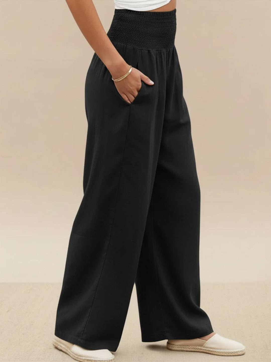 Dune | Women's High Waist Wide Leg Pants Smocked Waistband