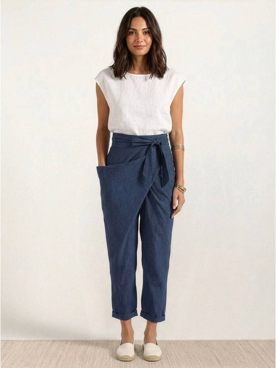 Atlas | Women's High Waist Wrap Front Cropped Tapered Pants