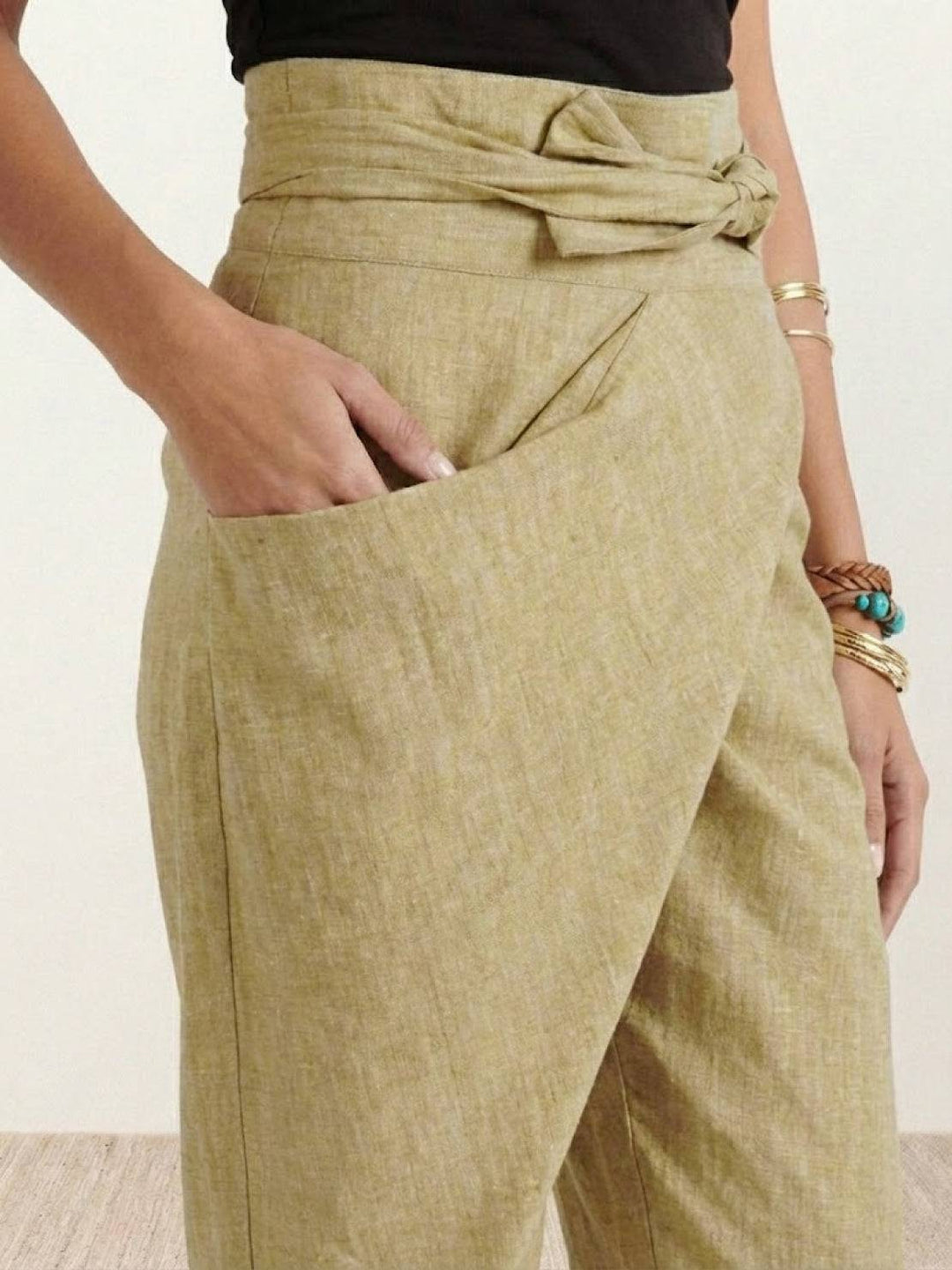 Atlas | Women's High Waist Wrap Front Cropped Tapered Pants