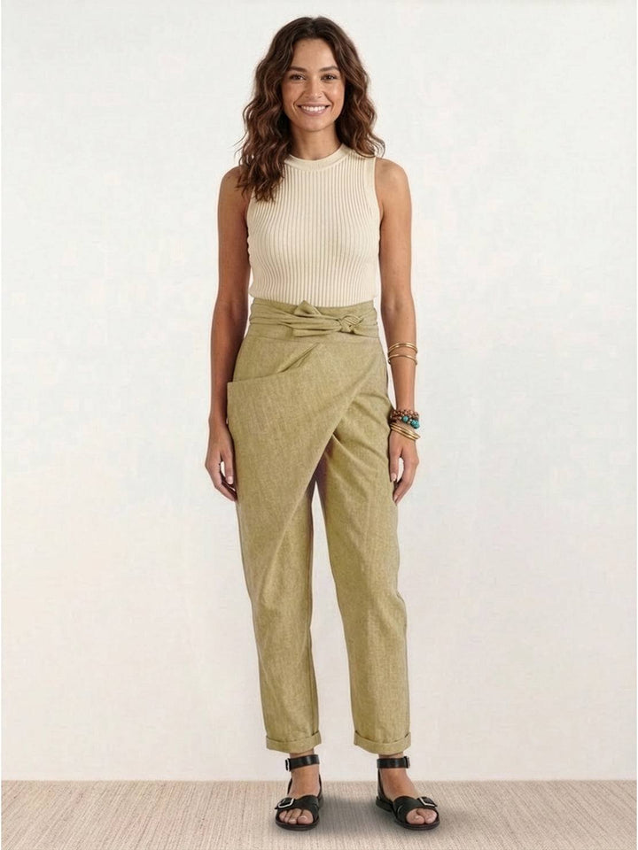 Atlas | Women's High Waist Wrap Front Cropped Tapered Pants