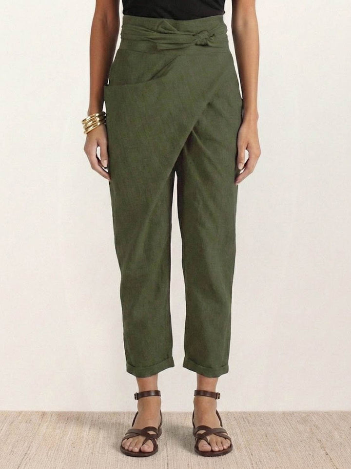 Atlas | Women's High Waist Wrap Front Cropped Tapered Pants
