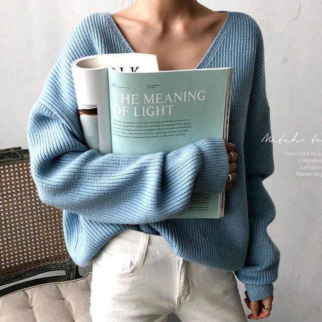 Brit & Boho™ I Kray V-Neck Solid Pullovers Knitted Tops Brit & Boho | Fashion & Boutique