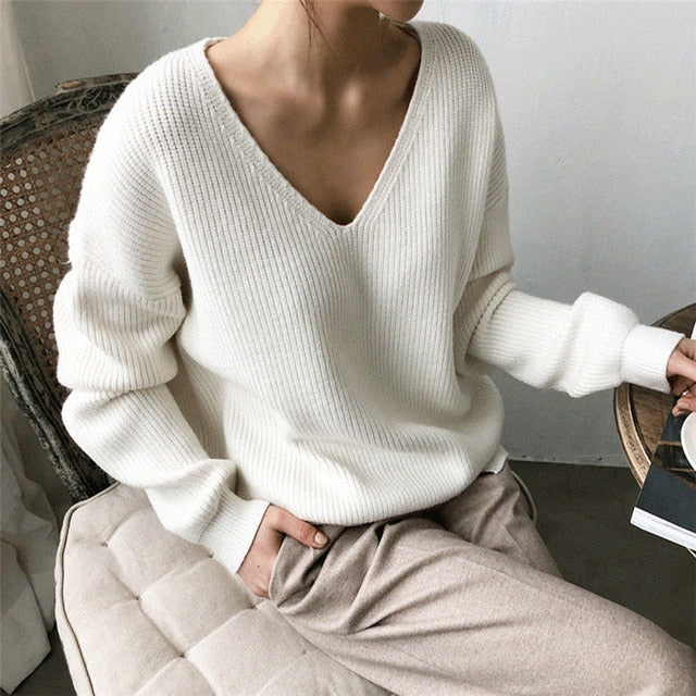 Brit & Boho™ I Kray V-Neck Solid Pullovers Knitted Tops Brit & Boho | Fashion & Boutique