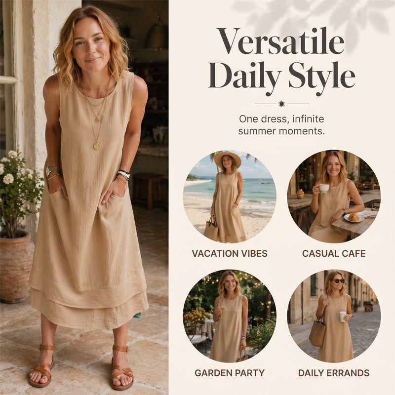 Women's Summer Sleeveless Tiered Dress - Effortless & Breezy Style