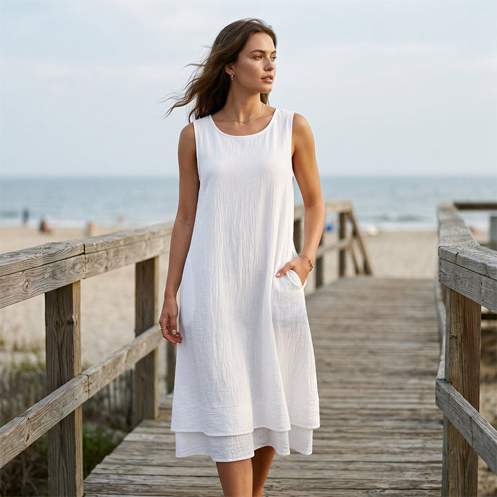 Women's Summer Sleeveless Tiered Dress - Effortless & Breezy Style