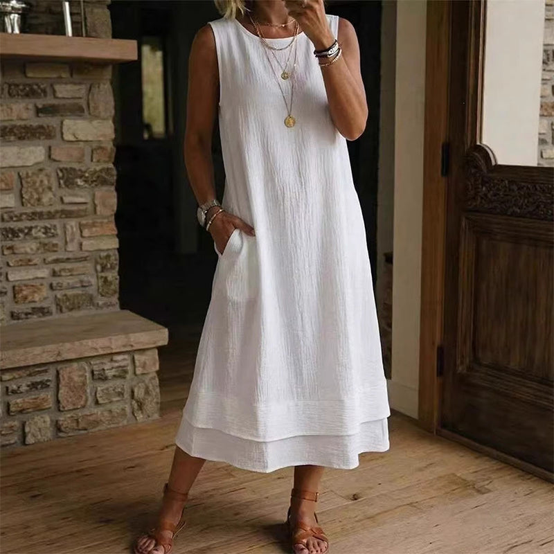 Women's Summer Sleeveless Tiered Dress - Effortless & Breezy Style