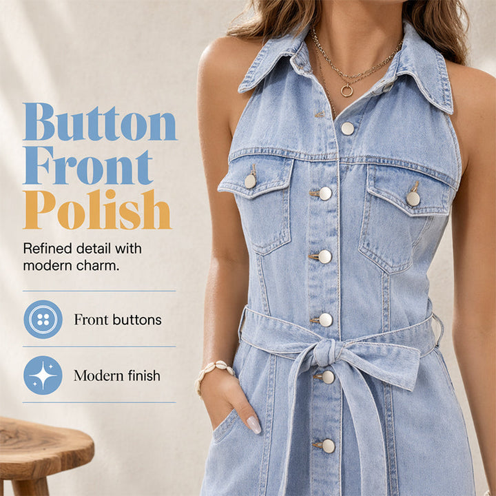 Waist-Defining Denim Dress