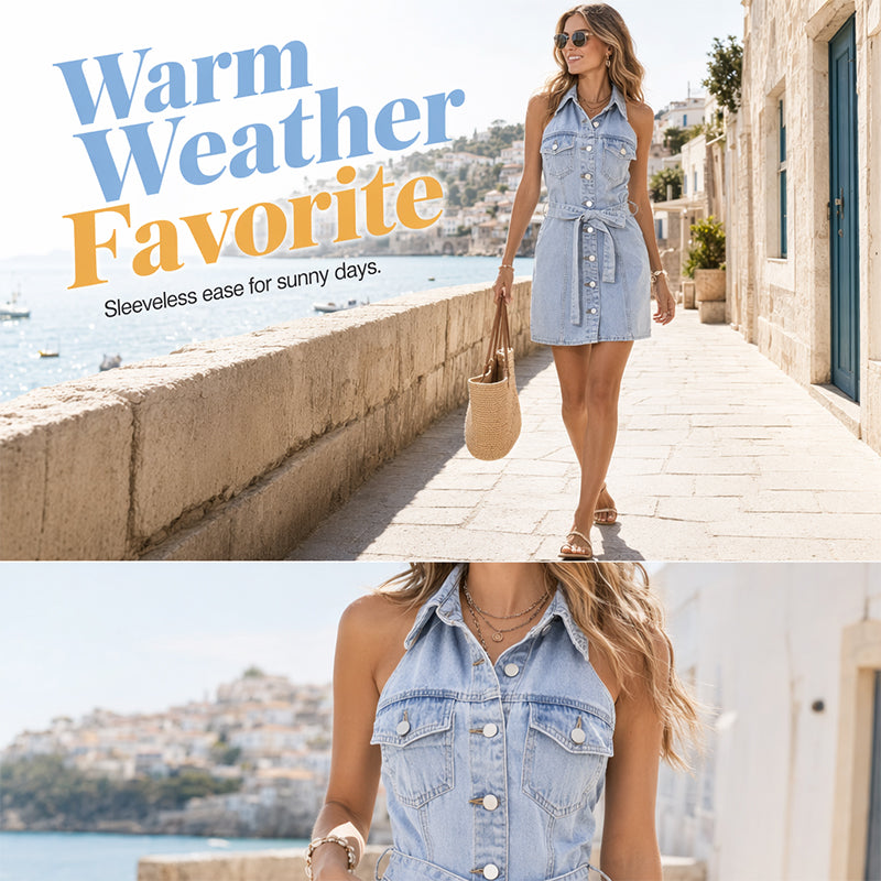 Waist-Defining Denim Dress