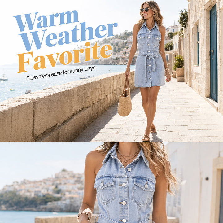 Waist-Defining Denim Dress